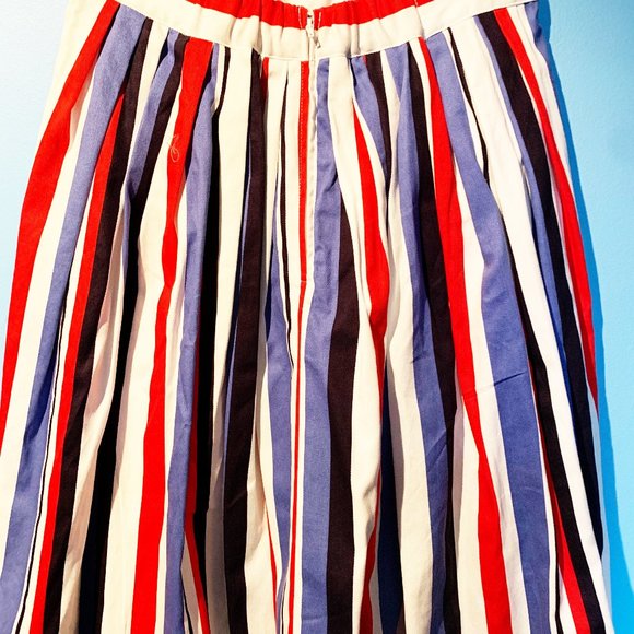 Striped Full Midi Skirt with pockets - Picture 3 of 4